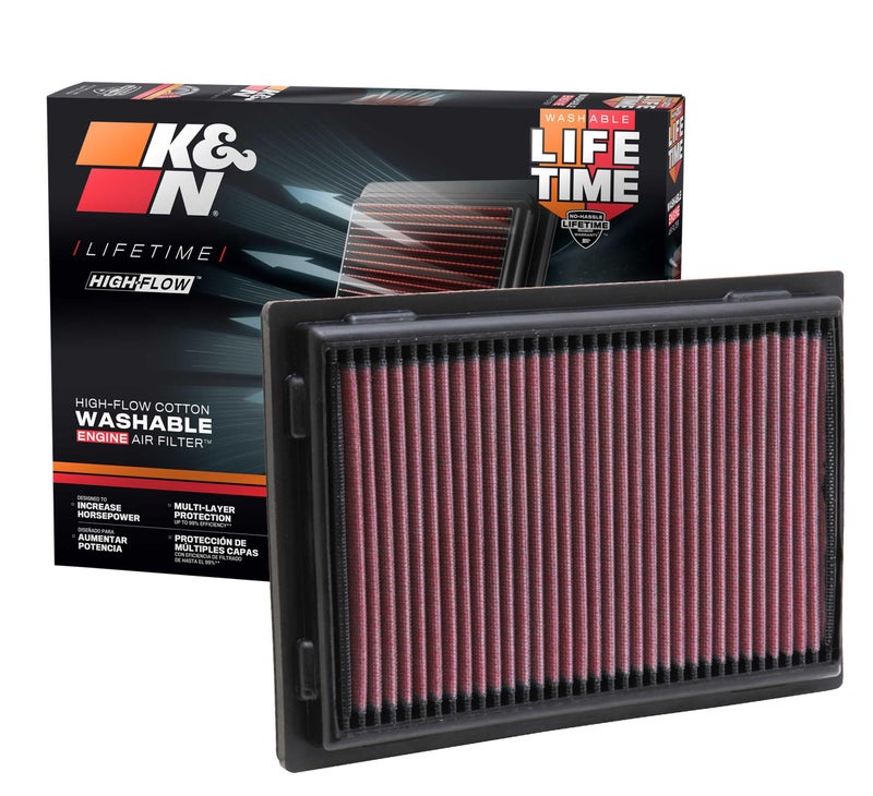 K+N K&N High-Flow Original Lifetime Engine Air Filter: Increase Power: Premium, Washable: Compatible with 2006-2018 Lexus/Toyota: ES300h, HS250h, LS460, LS600h, Avalon, Camry, Rav 4, 33-2381 - Image 1