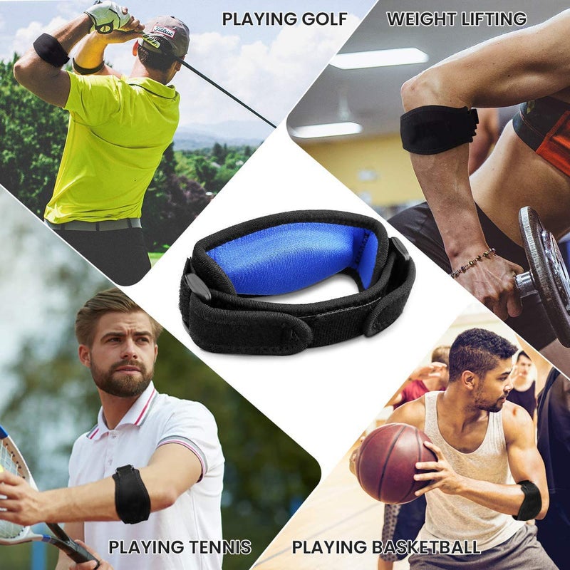 Bingcute Tennis Elbow Support Strap, Adjustable Elbow Brace with Compression Pad for Tennis Elbow, Golfers Elbow, Pain Relief, Men, Women Blue 2 Pack Weather Resistance - Image 5