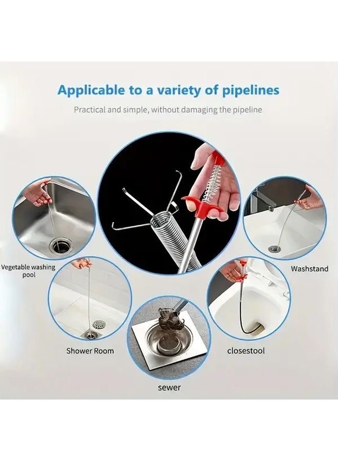 1pc Heavy Duty Manual Drain Snake Tool with 4 Claws Flexible Telescopic Arm - Image 5