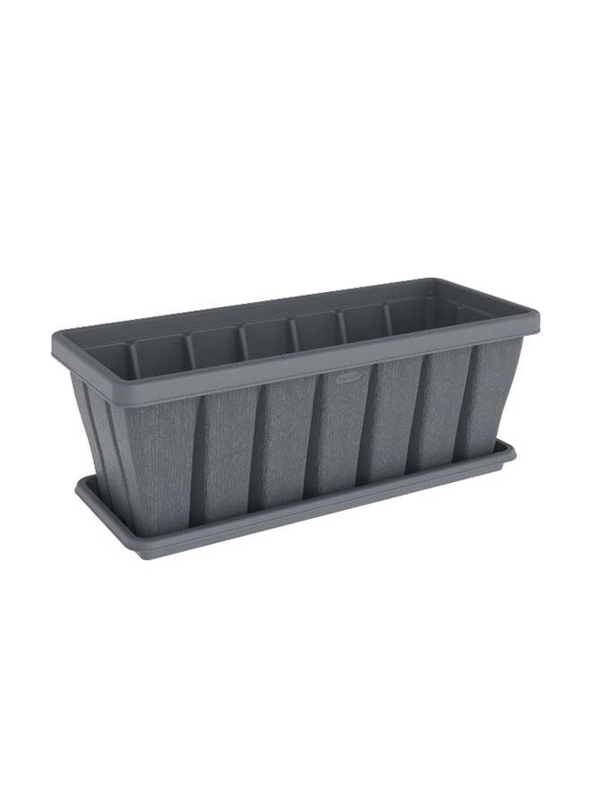 Cosmoplast 36" Cedargrain Rectangular Planter with Tray (Grey)  - Image 1
