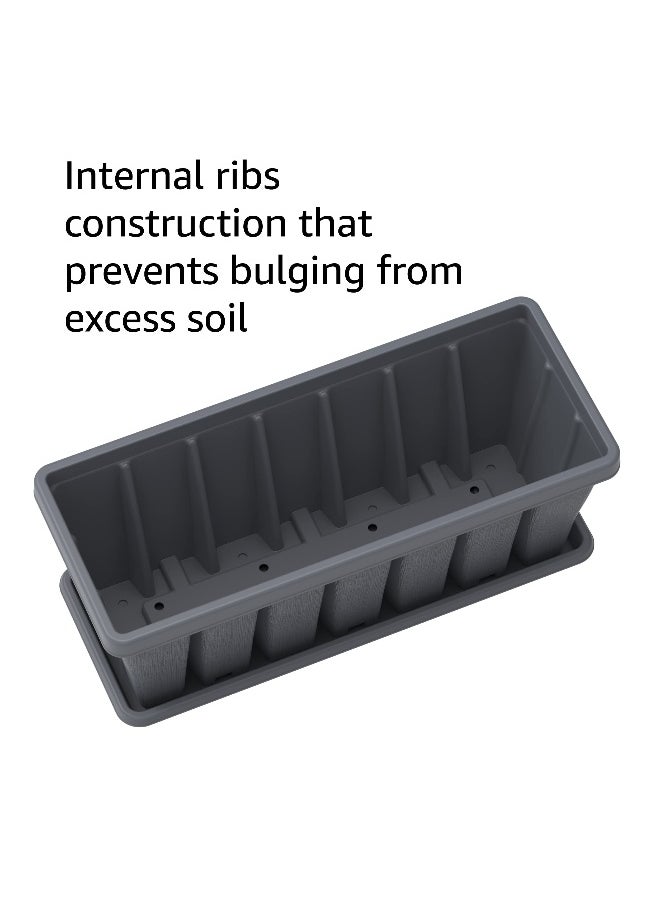 Cosmoplast 36" Cedargrain Rectangular Planter with Tray (Grey)  - Image 3