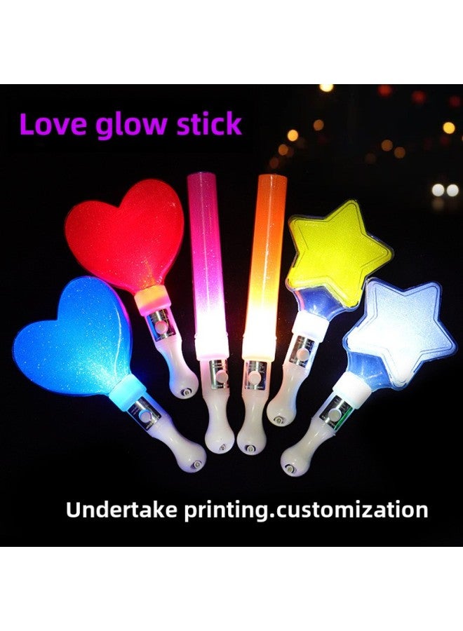 Short Five-pointed Star Love Flash Stick Luminous Stick Fluorescent Stick Luminous Stick Push Small Gift Luminous Stall-Color:Short Love Stick - Image 2