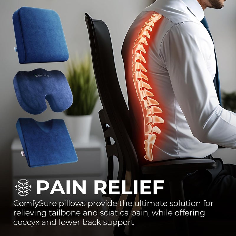 ComfySure Wedge Pillow for Office Chair Cushion and Car Seat Cushion - Medium Firm Memory Foam Seat Pad for Truck Seat, Gaming Chair - Orthopedic Support and Pain Relief for Tailbone and Hip - Image 3