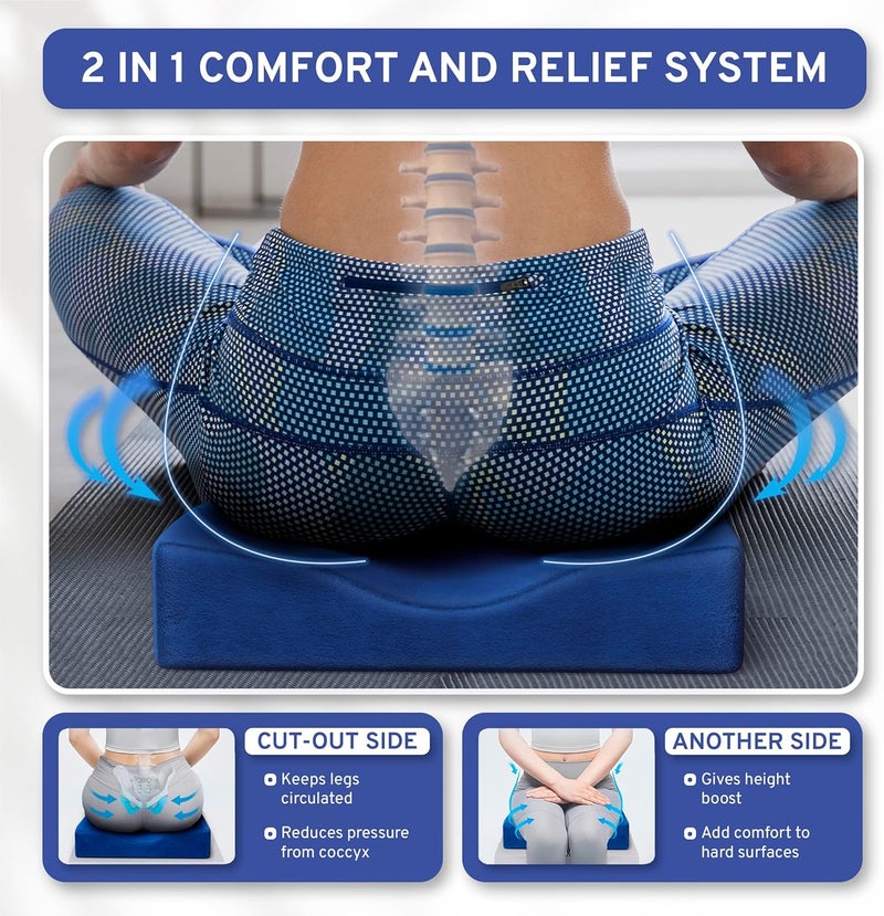 ComfySure Wedge Pillow for Office Chair Cushion and Car Seat Cushion - Medium Firm Memory Foam Seat Pad for Truck Seat, Gaming Chair - Orthopedic Support and Pain Relief for Tailbone and Hip - Image 2