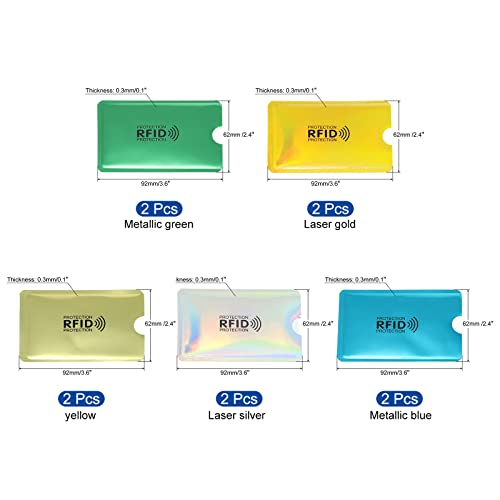 PATIKIL RFID Blocking Colorful Credit Card Sleeves,10 Pack Contactless Protector Holder for NFC Purse, 5 Colors - Image 2