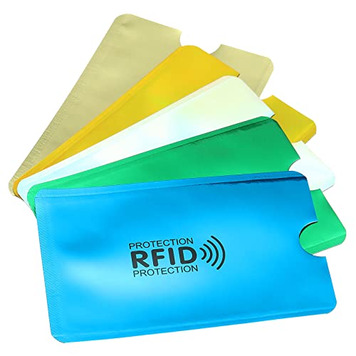 PATIKIL RFID Blocking Colorful Credit Card Sleeves,10 Pack Contactless Protector Holder for NFC Purse, 5 Colors - Image 1