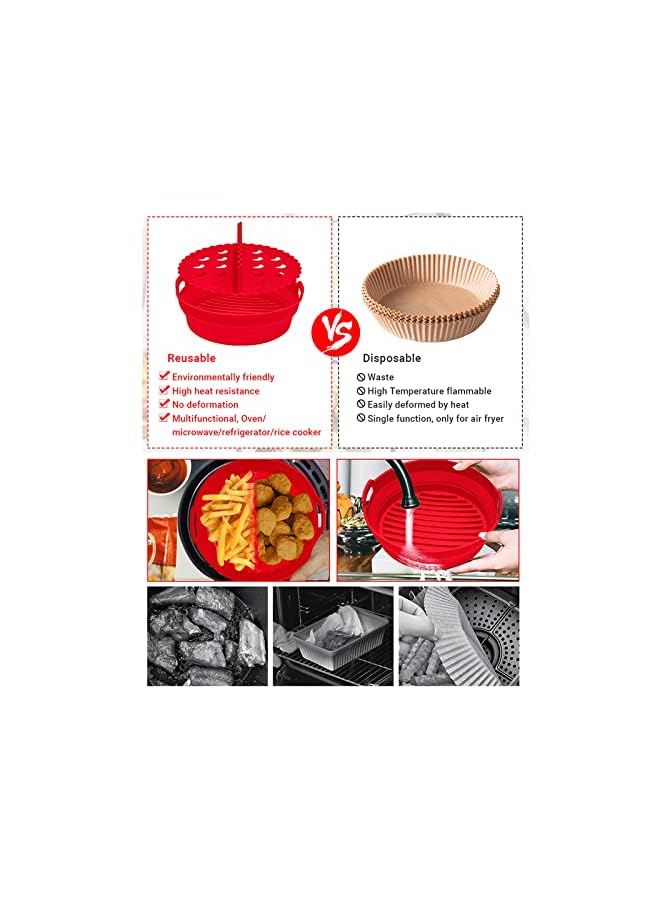 Antole Foldable Air Fryer Silicone Liners,8.4Inch for 5qt to 8qt Reusable Air Fryer Liners with Divider,Air Fryer Basket Round,Non-Stick Collapsible Dishwasher Safe Silicone Insert - Image 4