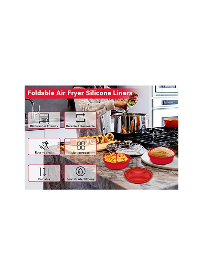 Antole Foldable Air Fryer Silicone Liners,8.4Inch for 5qt to 8qt Reusable Air Fryer Liners with Divider,Air Fryer Basket Round,Non-Stick Collapsible Dishwasher Safe Silicone Insert - Image 5