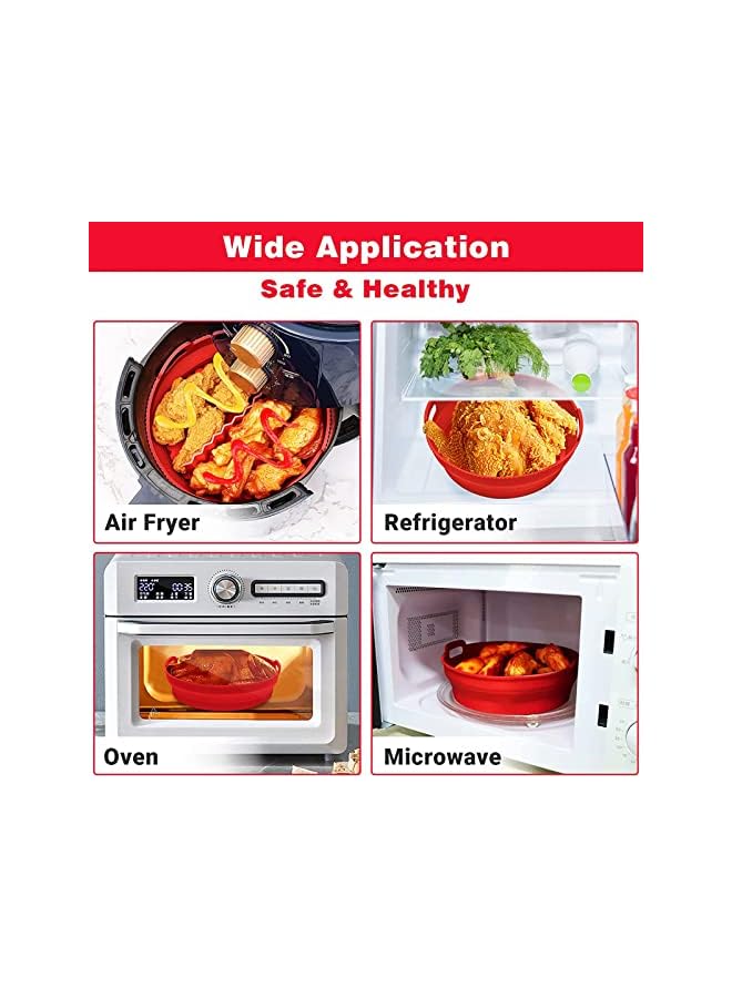 Antole Foldable Air Fryer Silicone Liners,8.4Inch for 5qt to 8qt Reusable Air Fryer Liners with Divider,Air Fryer Basket Round,Non-Stick Collapsible Dishwasher Safe Silicone Insert - Image 3