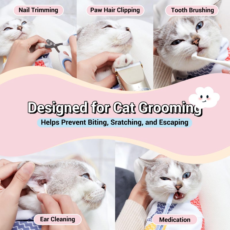 Kiorafoto 35.43" Extra Large Cat Grooming Wrap,Soft Self-stick Cat Burrito Restraint Blanket Grippy Cloth for Large Cats & Small Dogs Medicine,Nail Clipping,Ear Cleaning,Teeth Brushing Anti-Scratch Anti-Escape - Image 2
