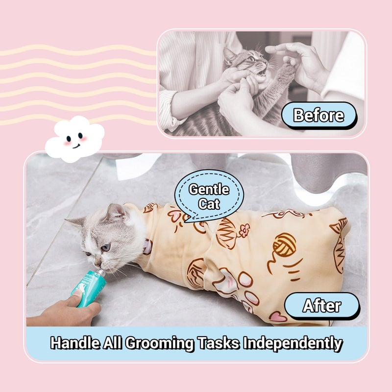 Kiorafoto 35.43" Extra Large Cat Grooming Wrap,Soft Self-stick Cat Burrito Restraint Blanket Grippy Cloth for Large Cats & Small Dogs Medicine,Nail Clipping,Ear Cleaning,Teeth Brushing Anti-Scratch Anti-Escape - Image 3