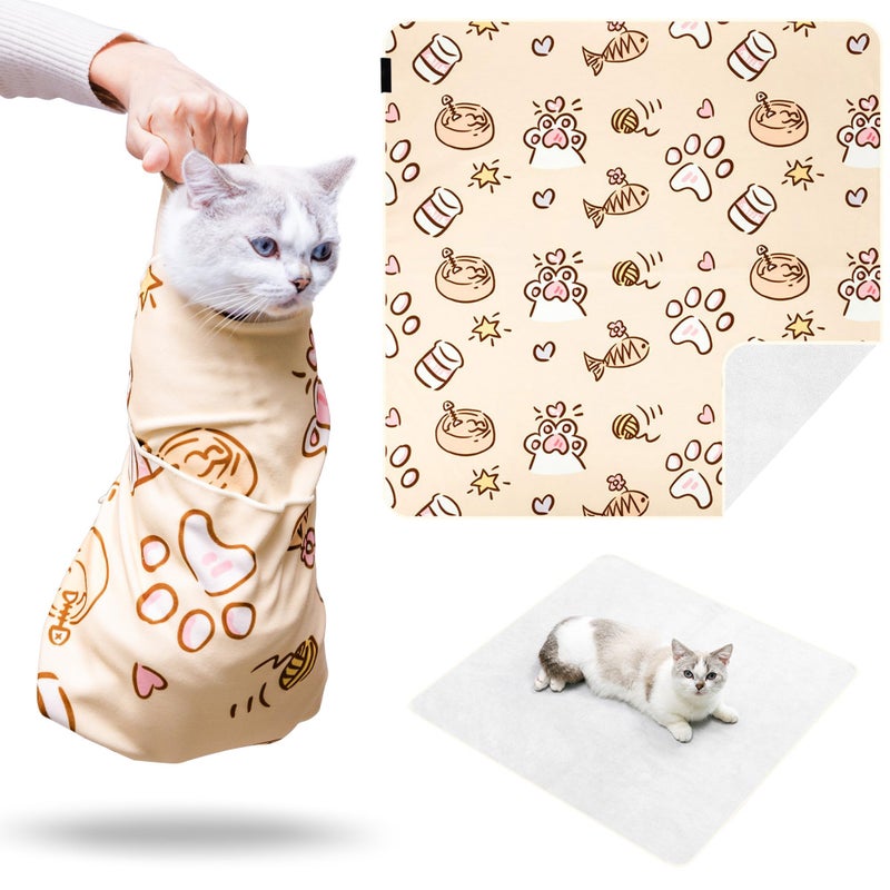 Kiorafoto 35.43" Extra Large Cat Grooming Wrap,Soft Self-stick Cat Burrito Restraint Blanket Grippy Cloth for Large Cats & Small Dogs Medicine,Nail Clipping,Ear Cleaning,Teeth Brushing Anti-Scratch Anti-Escape - Image 1