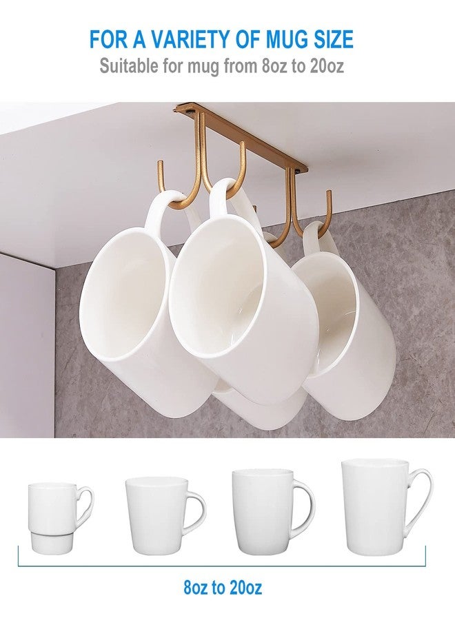 FOMANSH Mug Rack Under Cabinet - Coffee Cup Holder, 12 Mugs Hooks Under Shelf, Display Hanging Cups Drying Hook for Bar Kitchen Utensils Gold - Image 3