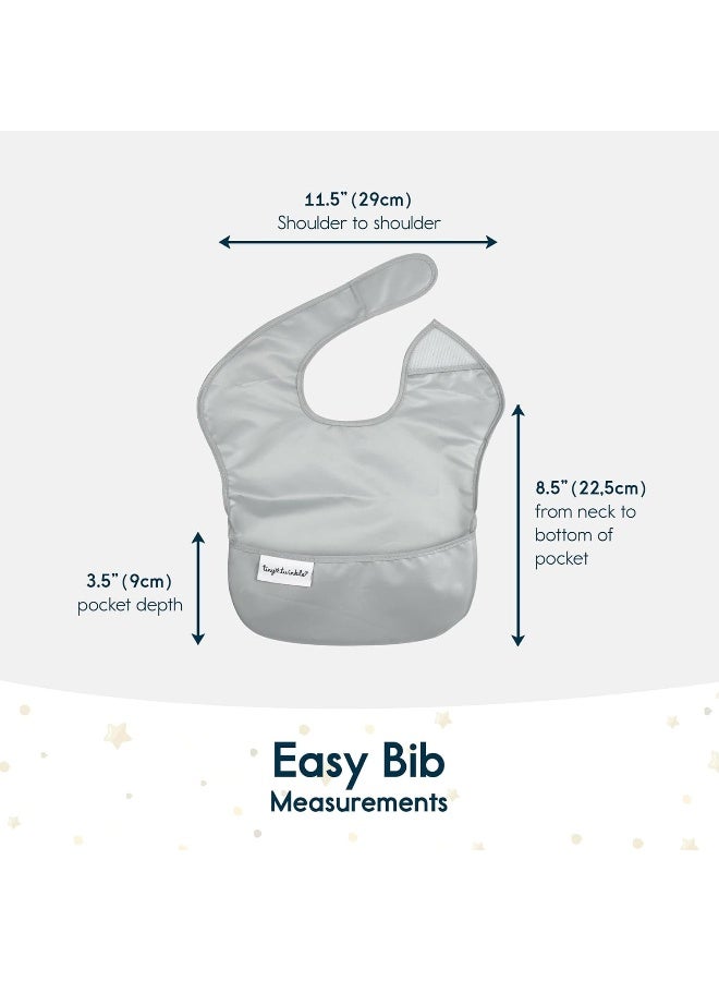 Tiny Twinkle Mess Proof Baby Bibs for Eating - Waterproof, Wipeable Bibs - Toddler Bibs - Travel Friendly - PFAS, PVC, BPA, Phthalate Free - Baby Food Bibs(5 Pack, Unisex Solids) - Image 5