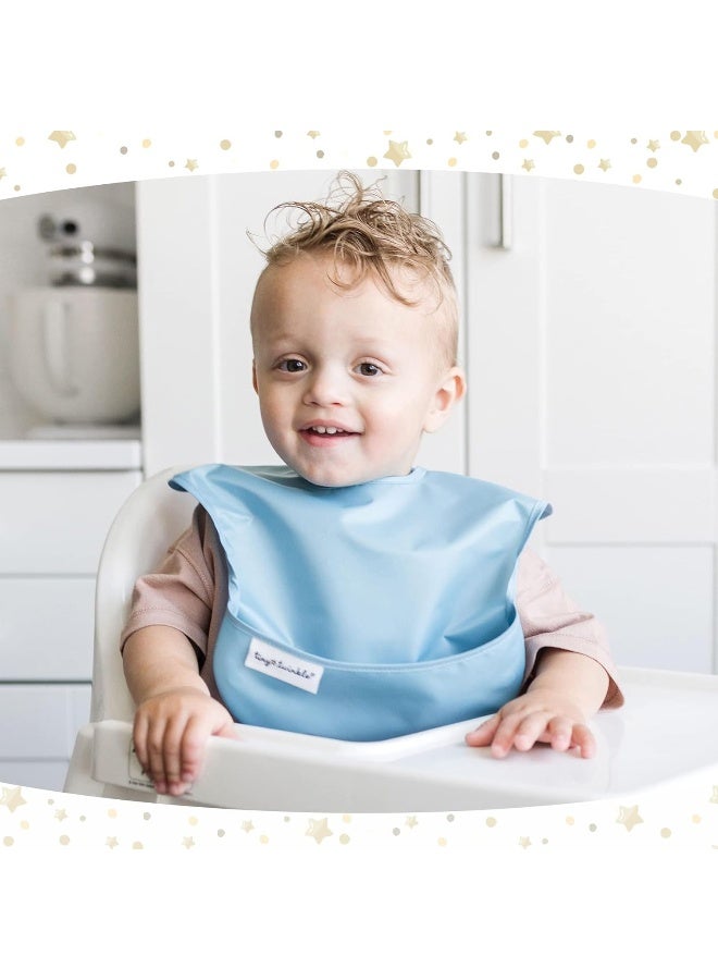 Tiny Twinkle Mess Proof Baby Bibs for Eating - Waterproof, Wipeable Bibs - Toddler Bibs - Travel Friendly - PFAS, PVC, BPA, Phthalate Free - Baby Food Bibs(5 Pack, Unisex Solids) - Image 3