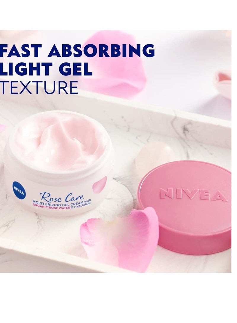 Nivea 24h Day Cream (50 ml), Face Care with Rose Water and Hyaluron, Light Gel Face Cream for Smooth Delicate Skin, Moisturising Cream - Image 3