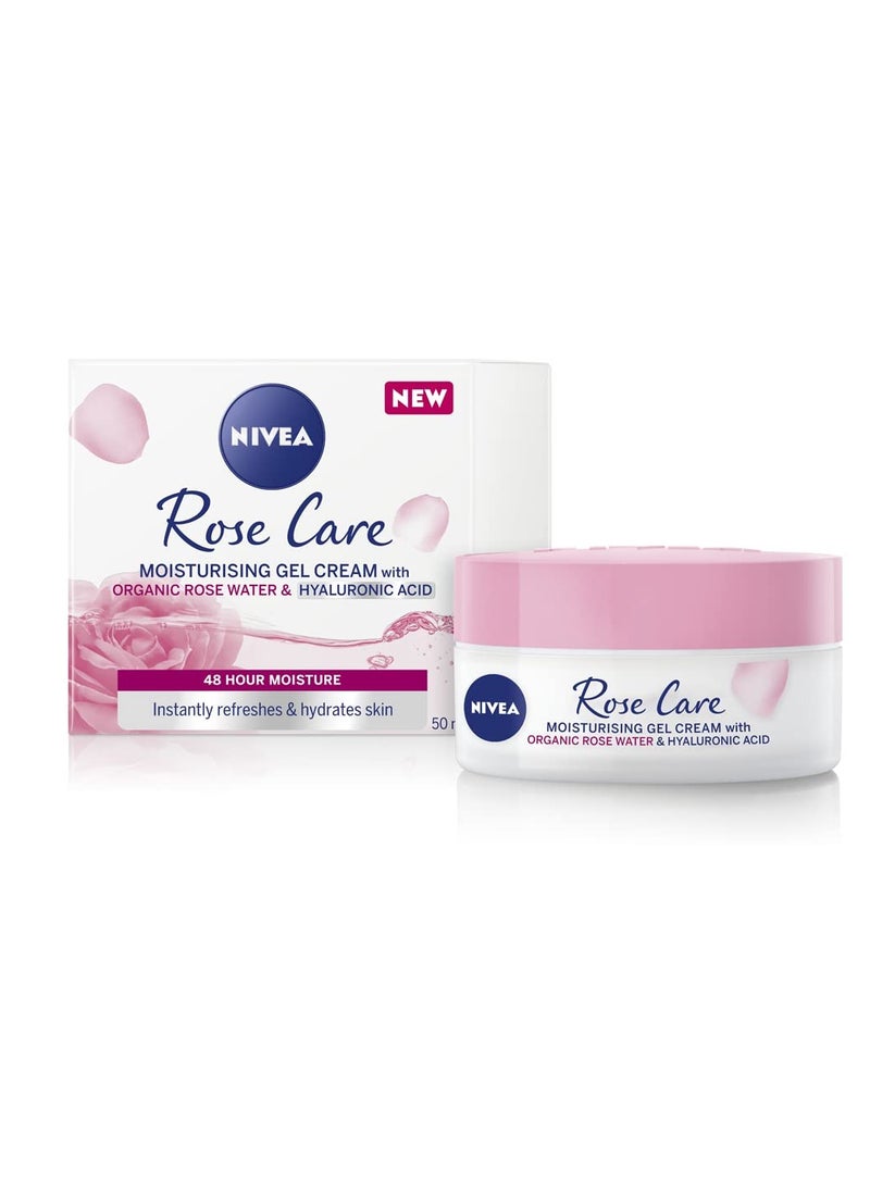 Nivea 24h Day Cream (50 ml), Face Care with Rose Water and Hyaluron, Light Gel Face Cream for Smooth Delicate Skin, Moisturising Cream - Image 1