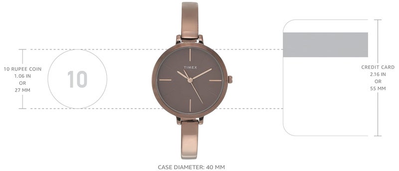 TIMEX Analog Watch for Women with Brown Round Dial & Brown Brass Bracelet Band Water Resistant Women's Wrist Watches - TWEL12814 - Image 3