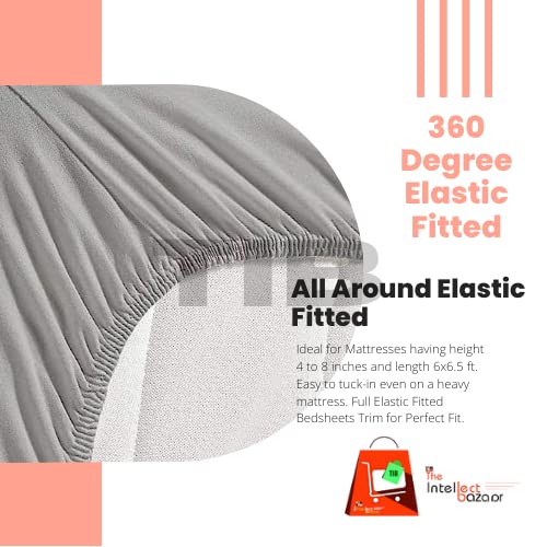 TIB The Intellect Bazaar Glace Cotton Elastic Fitted Bedsheets King Size Double Bedsheet with 2 Pillow Covers (72” x 72”) Zig-Za Multi - Image 5