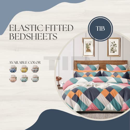 TIB The Intellect Bazaar Glace Cotton Elastic Fitted Bedsheets King Size Double Bedsheet with 2 Pillow Covers (72” x 72”) Zig-Za Multi - Image 2