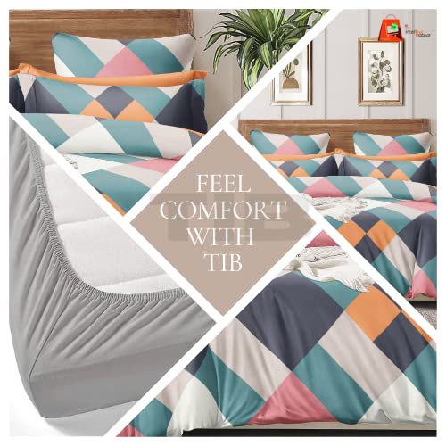 TIB The Intellect Bazaar Glace Cotton Elastic Fitted Bedsheets King Size Double Bedsheet with 2 Pillow Covers (72” x 72”) Zig-Za Multi - Image 3