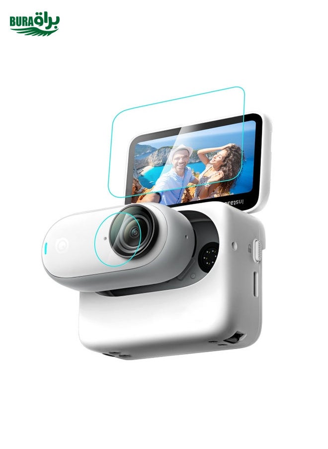 BURAQ For Insta360 GO 3 / GO 3S PULUZ 2 in 1 Screen and Lens Tempered Glass Film (Transparent)  - Image 1