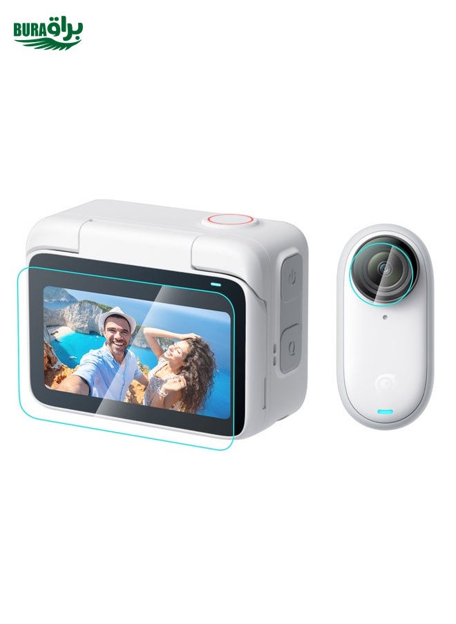BURAQ For Insta360 GO 3 / GO 3S PULUZ 2 in 1 Screen and Lens Tempered Glass Film (Transparent)  - Image 2