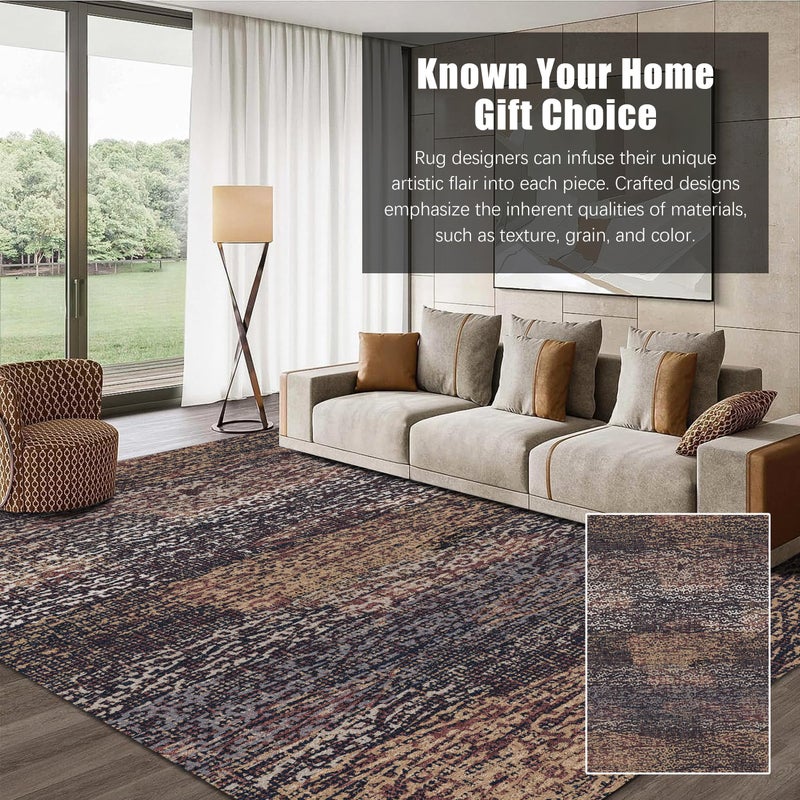 RUGSURE Washable Area Rug - 1/6 Thick - Stain & Water Resistant Non-Slip - Resistant Rug for Living Room, Bedroom, Nursery, Pet & Child Friendly, Vintage Charm Area Rugs (Rust, 4' x 6') - Image 3
