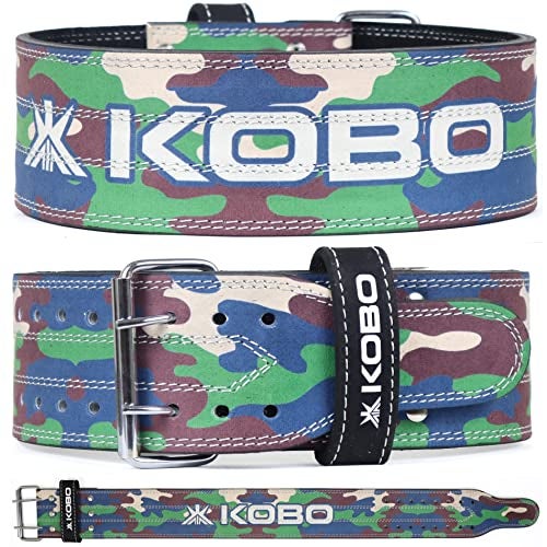 Kobo 10 mm Prong Gym Belt For Weight Lifting Fitness, Seude Leather, 4” Wide Back Support, 8 Adjustable Dual Holes, Powerlifting Bodybuilding Deadlift Squat Workout Strength Training, Men Women WTB-05 - Image 1