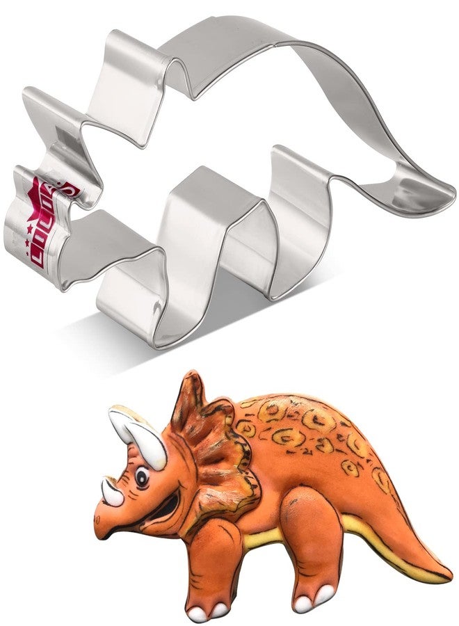 LILIAO Dinosaur Triceratops Cookie Cutter for Kids Birthday Party - 5.1 x 2.4 inches - Dino Biscuit and Fondant Cutters - Stainless Steel - Image 1