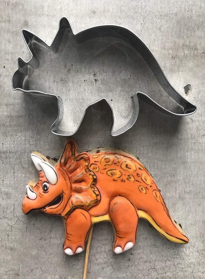 LILIAO Dinosaur Triceratops Cookie Cutter for Kids Birthday Party - 5.1 x 2.4 inches - Dino Biscuit and Fondant Cutters - Stainless Steel - Image 3