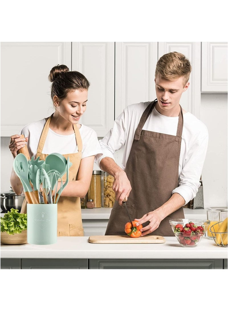 بروماس مجموعة أدوات الطبخ، 12 قطعة من ملاعق السيليكون للخبز والطبخ والتزيين، أداة ملعقة ملعقة للمطبخ المنزلي مع حامل لأواني الطبخ غير اللاصقة، مجموعة ملاعق طبخ مقاومة للحرارة وخالية من مادة BPA - Image 4