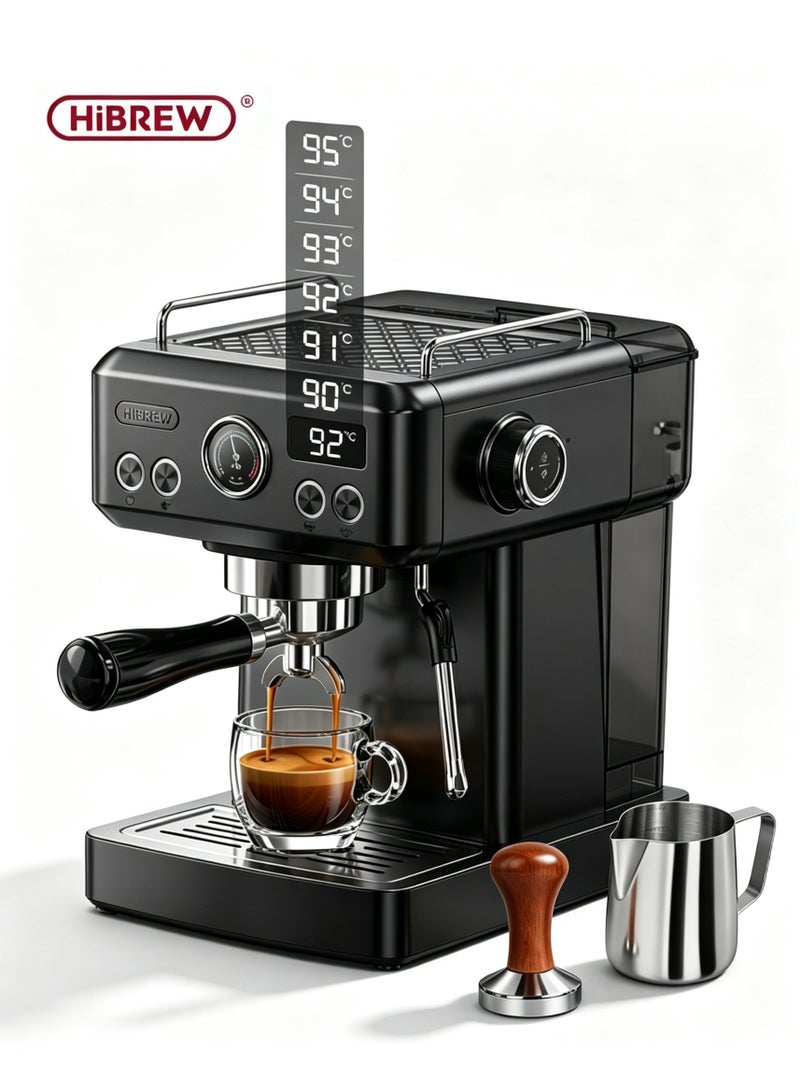 Hibrew 20Bar Semi Automatic Espresso Coffee Machine 1350w 1.8L Water Tank Cappuccino Coffee Maker Stainless Steel H10A-black - Image 1