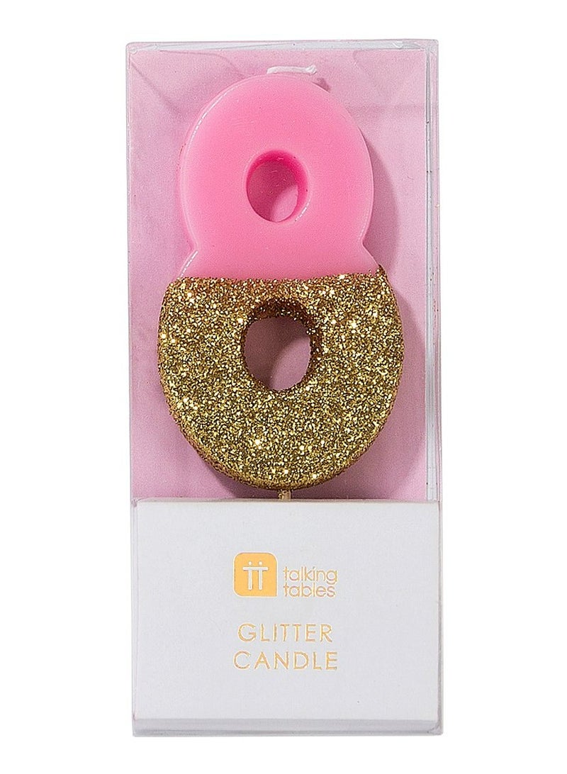Talking Tables Pink & Gold Glitter Number Candle - 8 - Image 2