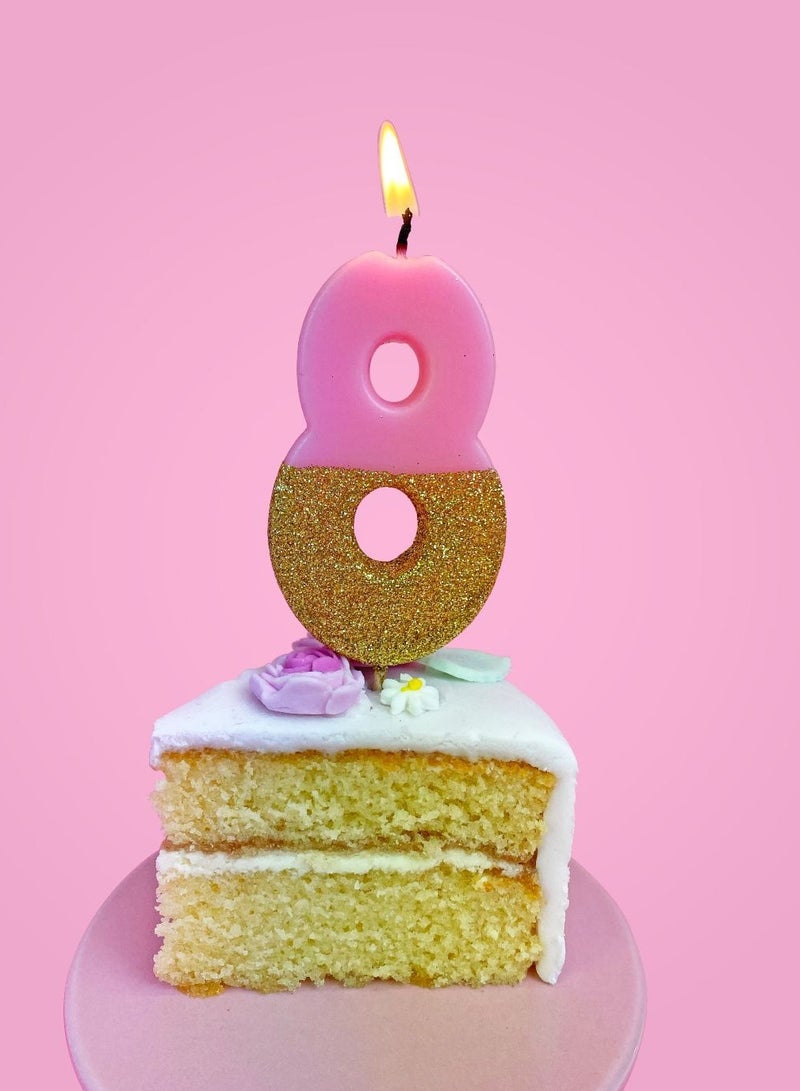 Talking Tables Pink & Gold Glitter Number Candle - 8 - Image 4