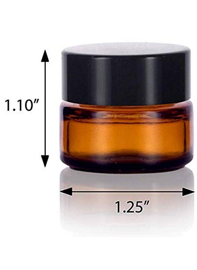 ericotry 6Pcs Empty Amber Glass Jars Cosmetic Bottle Makeup Storage Container With White Inner Liners And Black Lids For Sample Balm Lotion Cream Lip Balm(5Ml/0.16Oz)  - Image 2