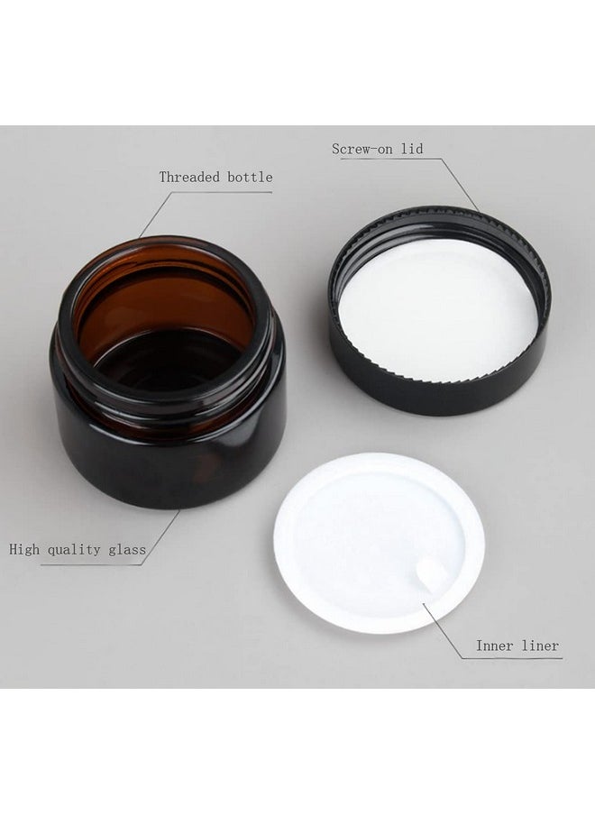 ericotry 6Pcs Empty Amber Glass Jars Cosmetic Bottle Makeup Storage Container With White Inner Liners And Black Lids For Sample Balm Lotion Cream Lip Balm(5Ml/0.16Oz)  - Image 3