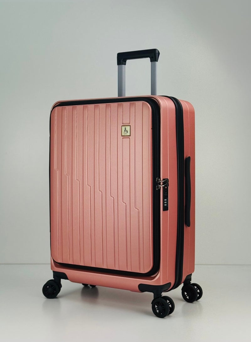 SAW & SEE Premium ABS+PC Unbreakable Front opening Hard Shell Luggage  3-Piece Suitcase Set, Lightweight with Expandable upto 25 Percent Extra storage Trolley Bags with 4 double Spinner Wheels, TSA Approved Lock and Durable Travel Suitcases– 12 Kg, 23 Kg, 35 Kg - 20" / 24" / 28" – ROSE GOLD - Image 2