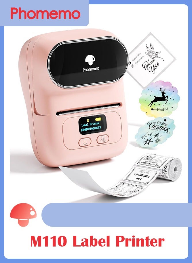 phomemo M110 Label Maker Machine with 50mm Print Width, Portable Bluetooth Thermal Label Printer, Barcode Printer for Clothing, Jewelry, Retail, Mailing, Compatible with Android IOS System (Pink)  - Image 1