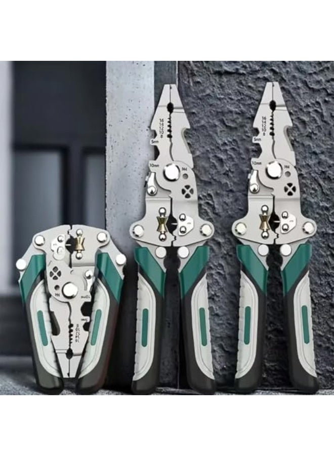 Collapsible Wire Stripping Pliers Multi Function Electrician Tool with Crimping, Cutting, and Wrench Features, Compact Foldable Design for Easy Storage - Image 1