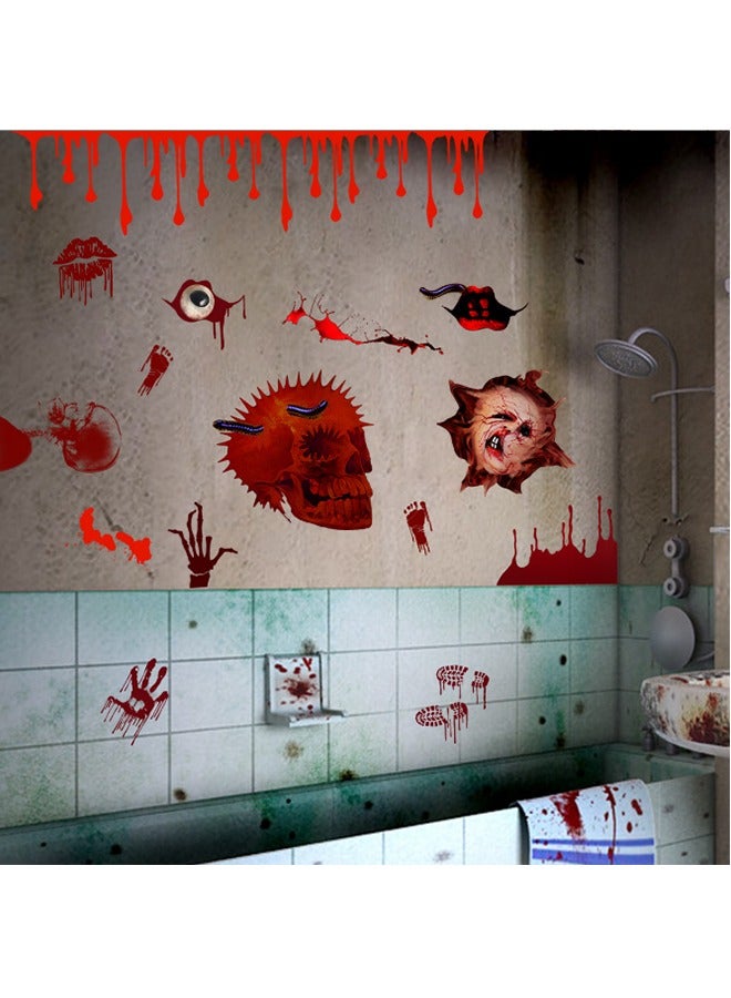 JCB CHIC Scary Halloween Sticker, Creepy Skull and Handprint Stickers for Window Wall Door and Background Decor, Scary Wall Stickers for Halloween Party Dining Room Bedroom Decoration - Image 1