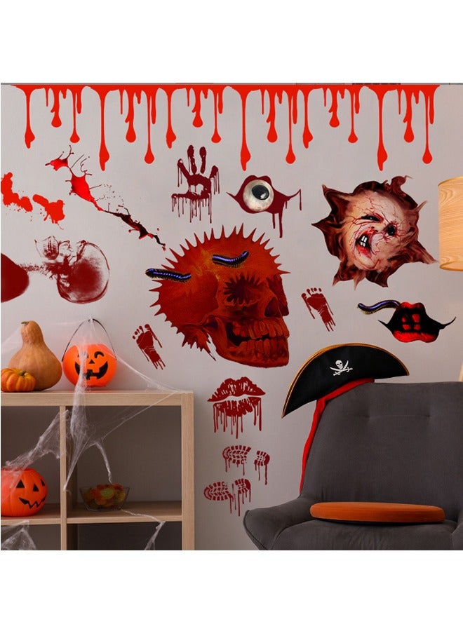 JCB CHIC Scary Halloween Sticker, Creepy Skull and Handprint Stickers for Window Wall Door and Background Decor, Scary Wall Stickers for Halloween Party Dining Room Bedroom Decoration - Image 2
