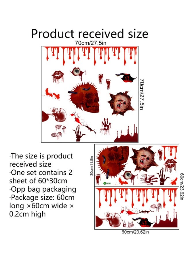 JCB CHIC Scary Halloween Sticker, Creepy Skull and Handprint Stickers for Window Wall Door and Background Decor, Scary Wall Stickers for Halloween Party Dining Room Bedroom Decoration - Image 3