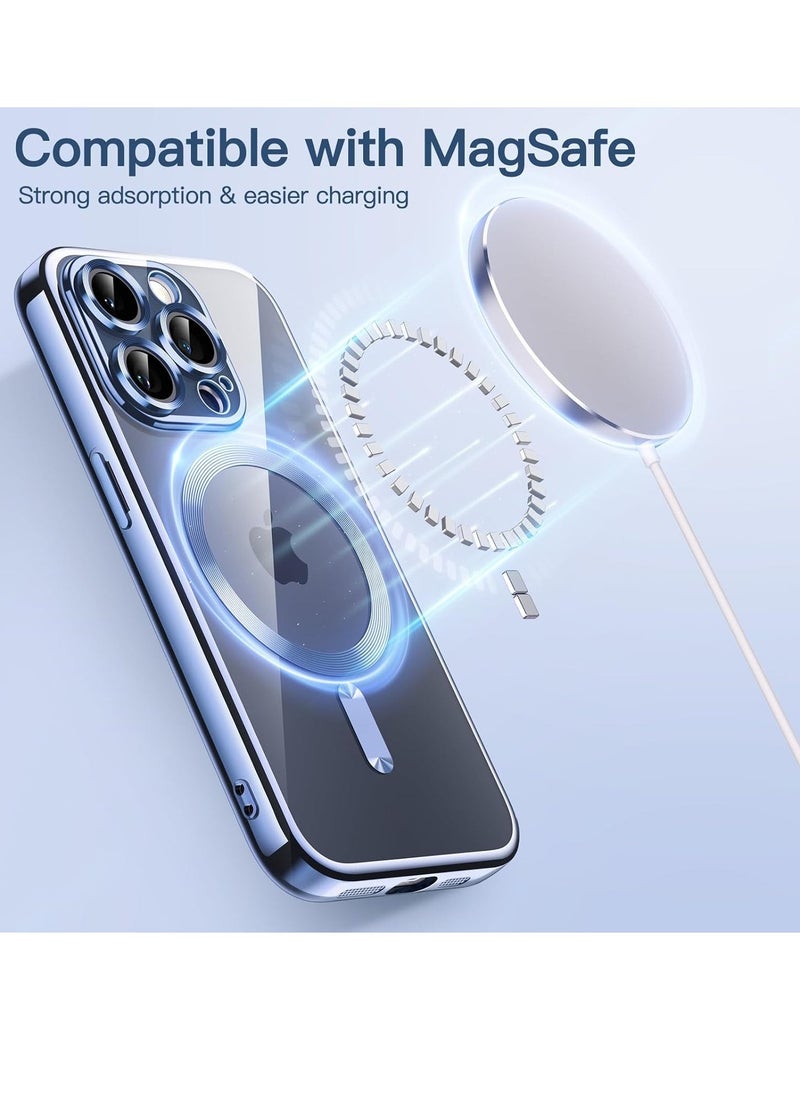 Raxoom Electroplated Case for iPhone 15 Pro Max 6.7-Inch, Camera Lens Full Protection, Compatible with MagSafe Wireless Charging, Shockproof Soft TPU Phone Cover (Sierra Blue) - Image 3