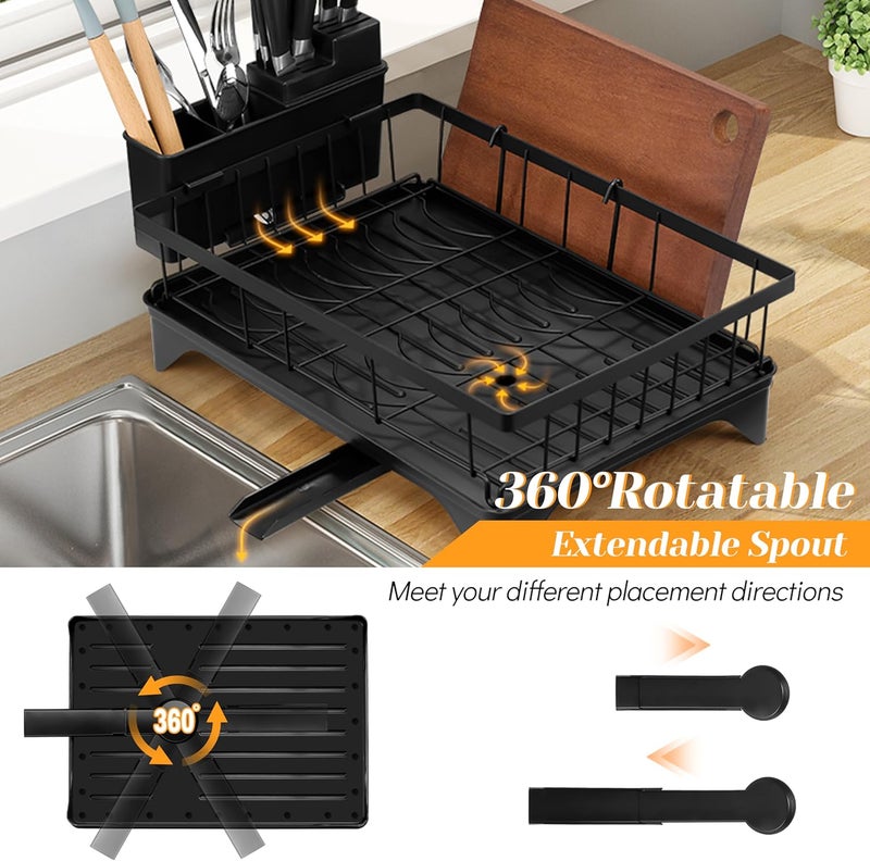 E-far رف تجفيف الأطباق الأسود E-far ذو طبقتين - Image 4