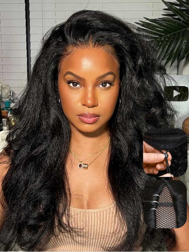 Beauty Forever V Part Wig Human Hair Kinky Straight EasiContour Vpart Wigs Upgrade U Part Wigs Glueless Full Head Clip In V Shape Wigs No Leave Out None Lace Front Wig 150 Density 18inch