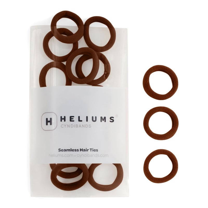 Heliums Small Soft Hair Ties - Brown - 1 Inch Mini Nylon Bands, No Damage Ponytail Holders for Kids, Braids, and Thin Hair - 30 Count - Image 1