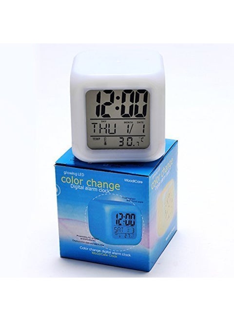 Smart 7 Colour Changing LED Digital Alarm Clock with Date Time Multicolor