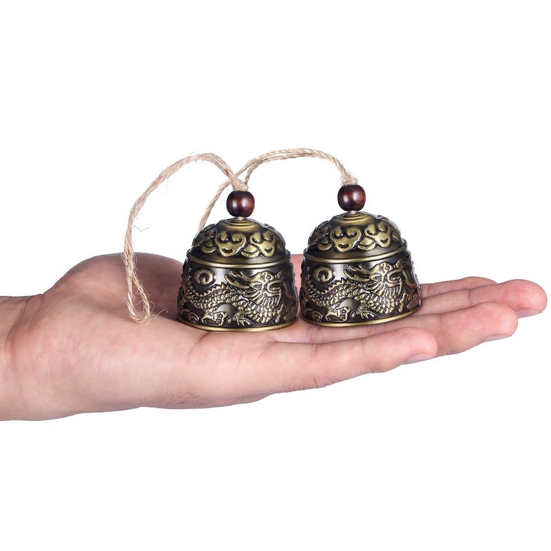 Chuangdi 2 Pieces Fengshui Bell Vintage Dragon Bell Fengshui Wind Chimes Good Luck Hanging Supplies for Home Garden Good Luck Blessing Patio Yard Indoor Outdoor Front Door Decorations - Image 3