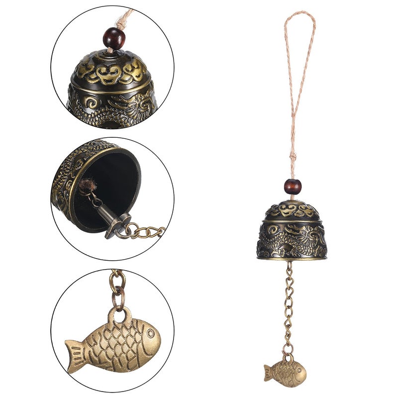 Chuangdi 2 Pieces Fengshui Bell Vintage Dragon Bell Fengshui Wind Chimes Good Luck Hanging Supplies for Home Garden Good Luck Blessing Patio Yard Indoor Outdoor Front Door Decorations - Image 4